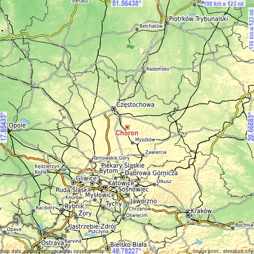 Topographic map of Choroń