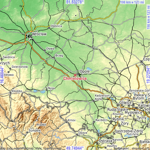 Topographic map of Chmielowice