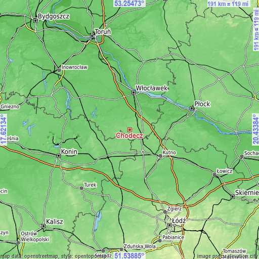 Topographic map of Chodecz