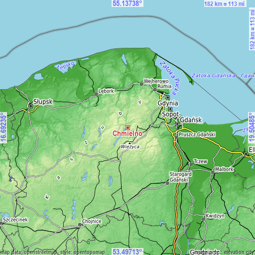 Topographic map of Chmielno