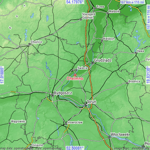 Topographic map of Chełmno