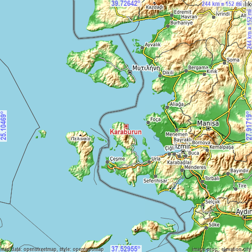 Topographic map of Karaburun