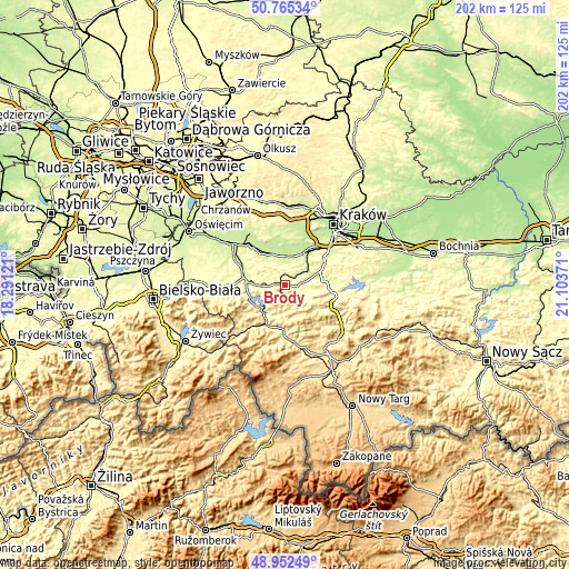 Topographic map of Brody