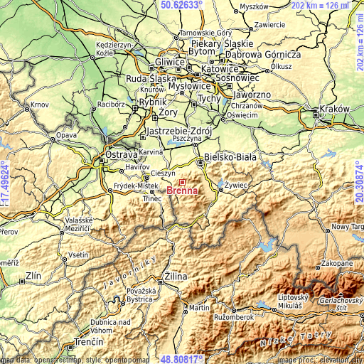 Topographic map of Brenna