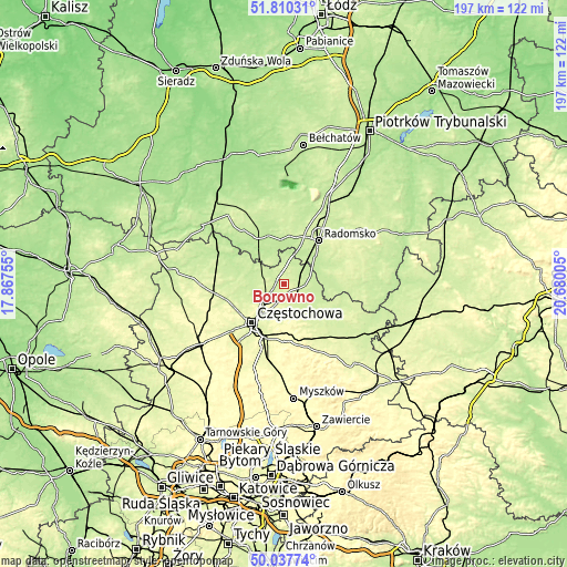 Topographic map of Borowno