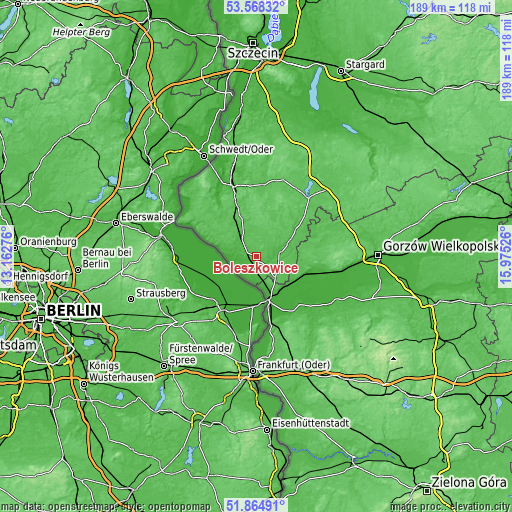 Topographic map of Boleszkowice