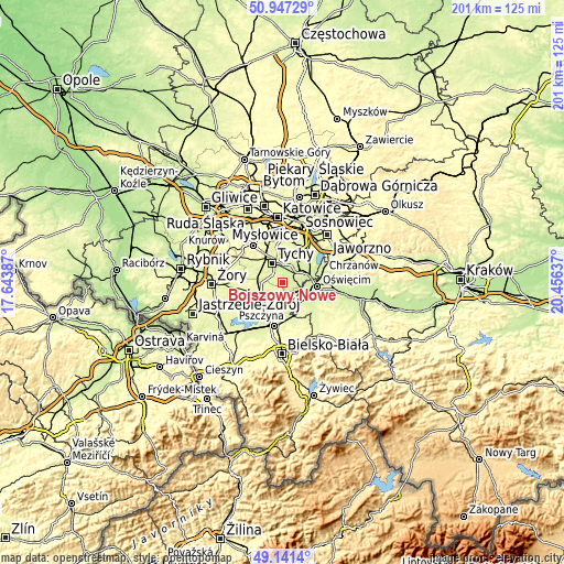 Topographic map of Bojszowy Nowe