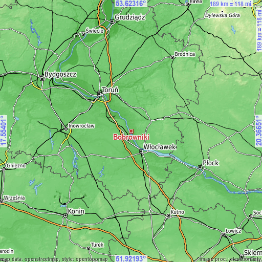 Topographic map of Bobrowniki