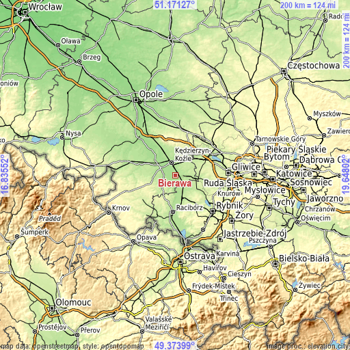 Topographic map of Bierawa