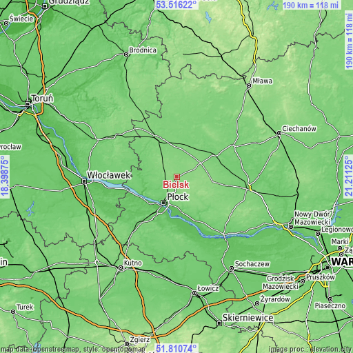 Topographic map of Bielsk