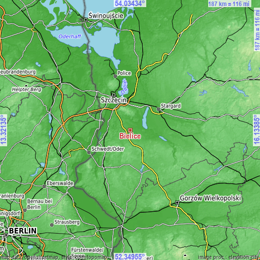 Topographic map of Bielice