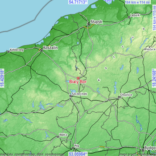 Topographic map of Biały Bór