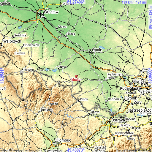 Topographic map of Biała