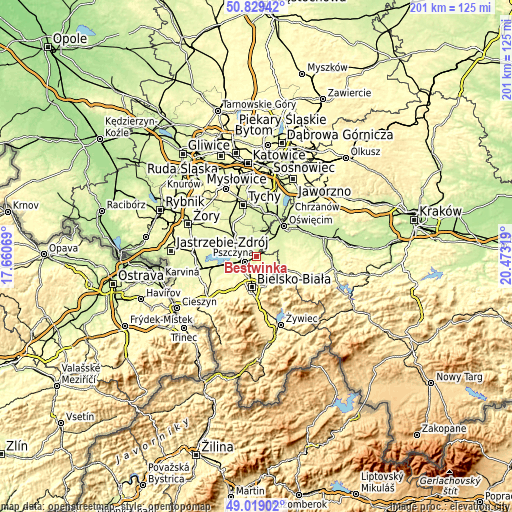 Topographic map of Bestwinka