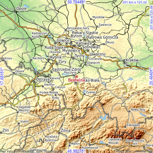 Topographic map of Bestwina