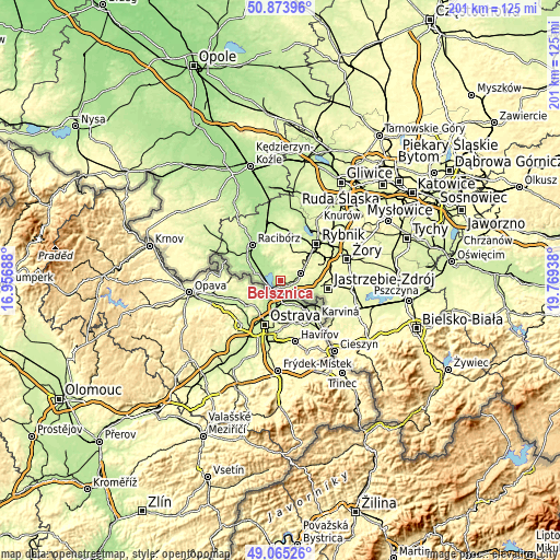 Topographic map of Bełsznica