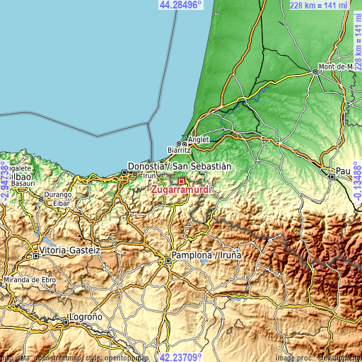 Topographic map of Zugarramurdi