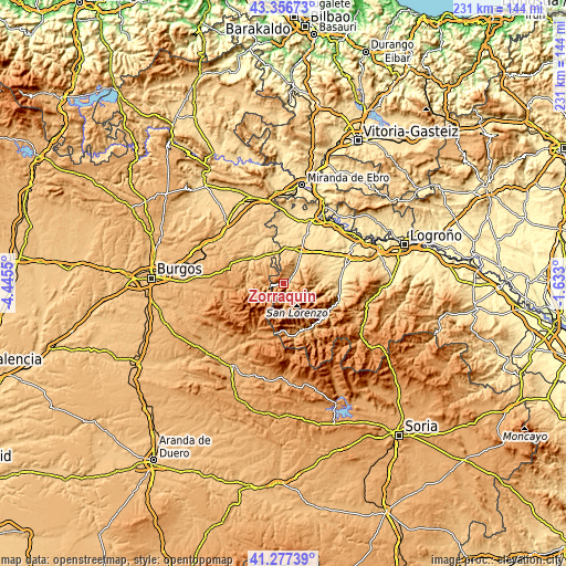 Topographic map of Zorraquín