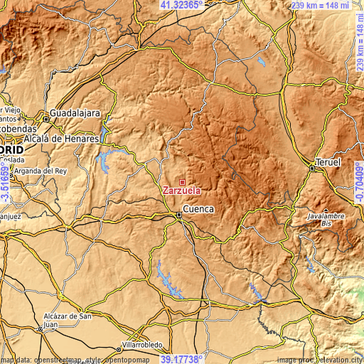 Topographic map of Zarzuela