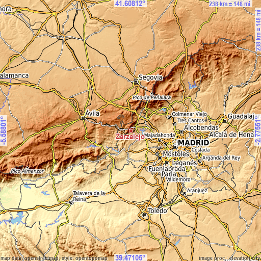 Topographic map of Zarzalejo