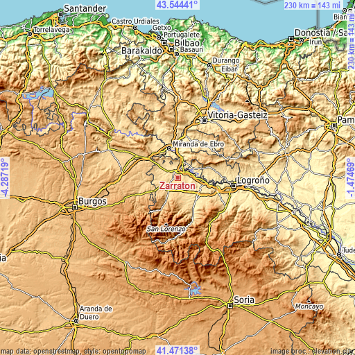 Topographic map of Zarratón