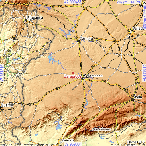 Topographic map of Zarapicos
