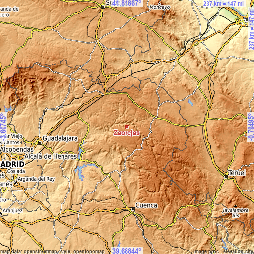 Topographic map of Zaorejas