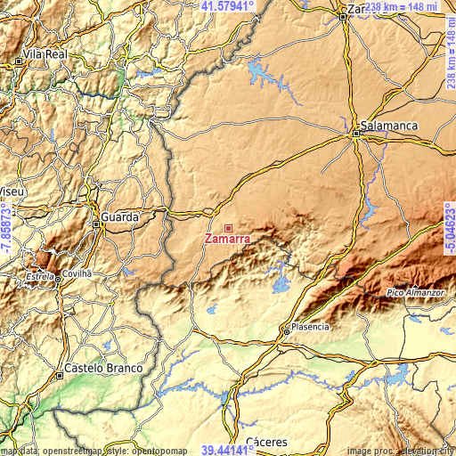 Topographic map of Zamarra