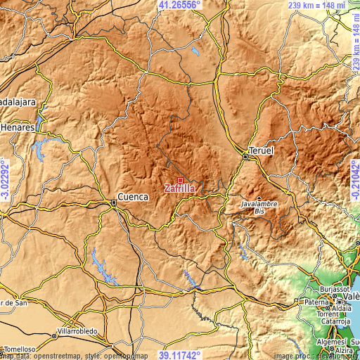 Topographic map of Zafrilla