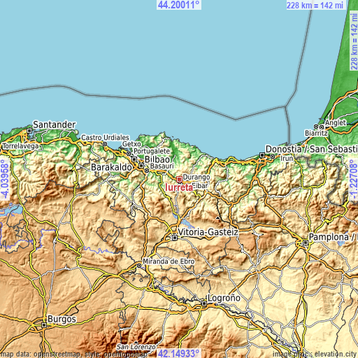 Topographic map of Iurreta