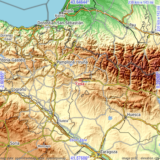 Topographic map of Yesa