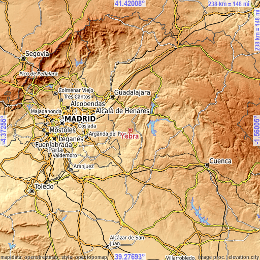 Topographic map of Yebra