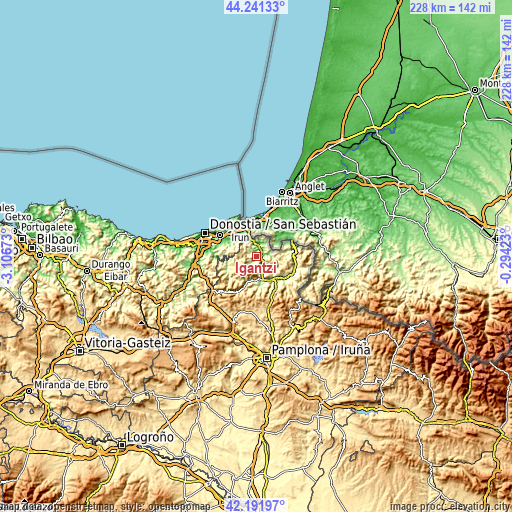 Topographic map of Igantzi