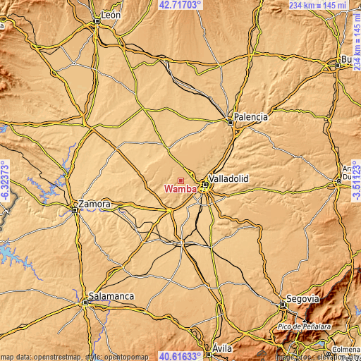 Topographic map of Wamba