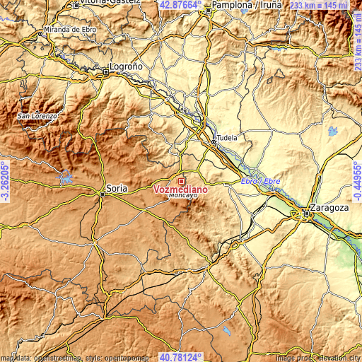 Topographic map of Vozmediano