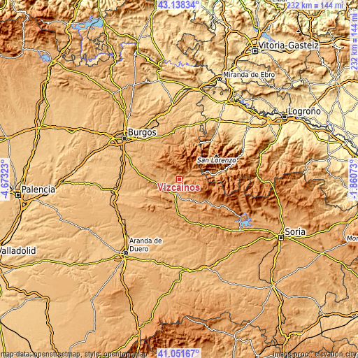 Topographic map of Vizcaínos