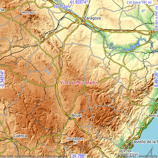 Topographic map of Vivel del Río Martín