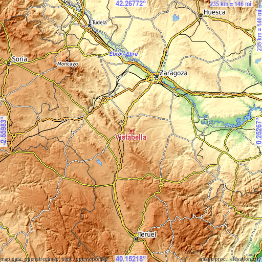 Topographic map of Vistabella