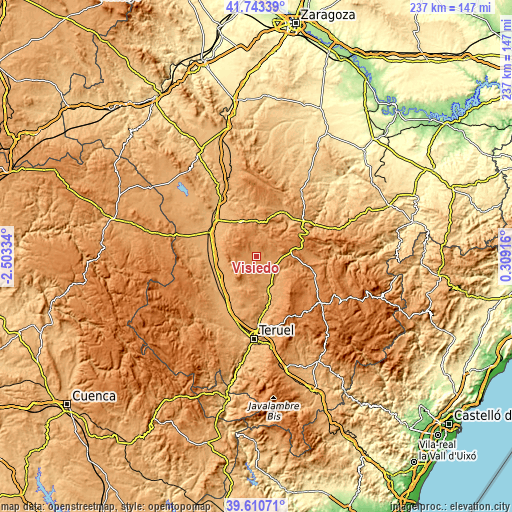 Topographic map of Visiedo