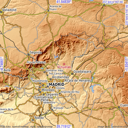 Topographic map of Viñuelas