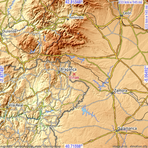 Topographic map of Viñas