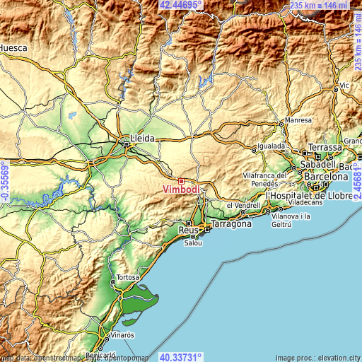 Topographic map of Vimbodí