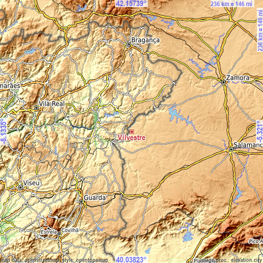 Topographic map of Vilvestre