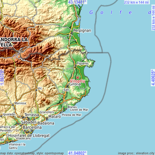 Topographic map of Vilopriu