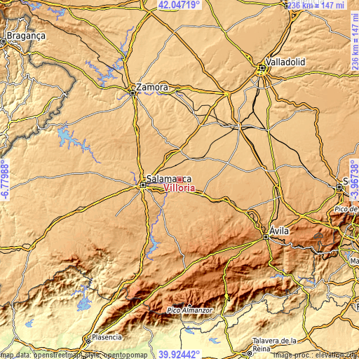 Topographic map of Villoría