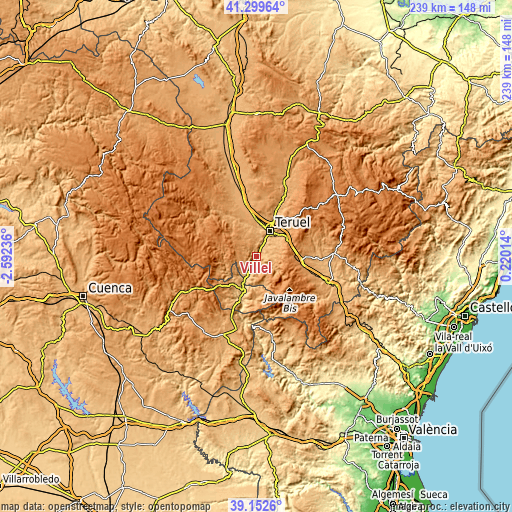 Topographic map of Villel