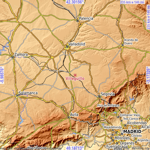 Topographic map of Villeguillo