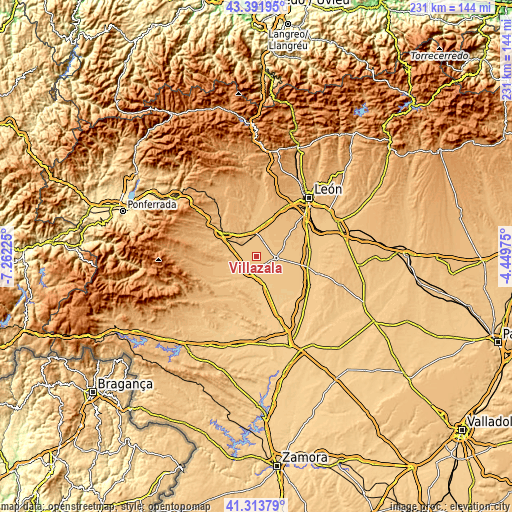 Topographic map of Villazala