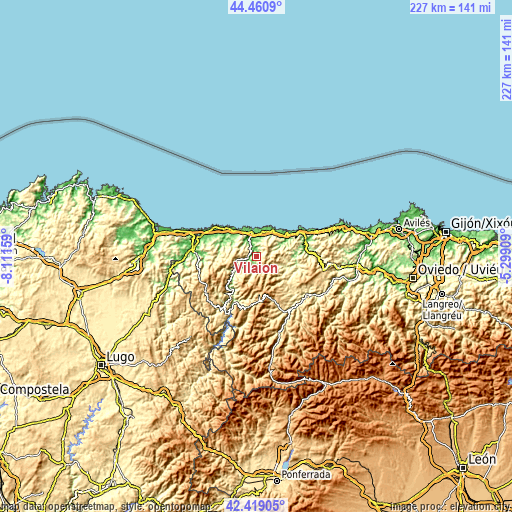 Topographic map of Vilaión