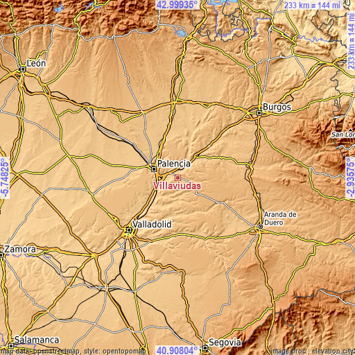 Topographic map of Villaviudas